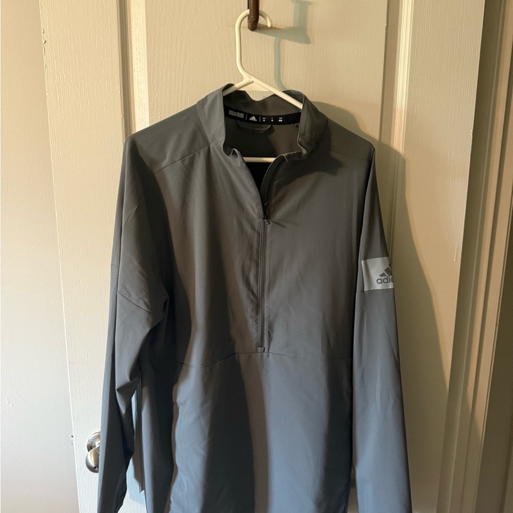 Adidas Gray Windbreaker Quarter-Zip Jacket